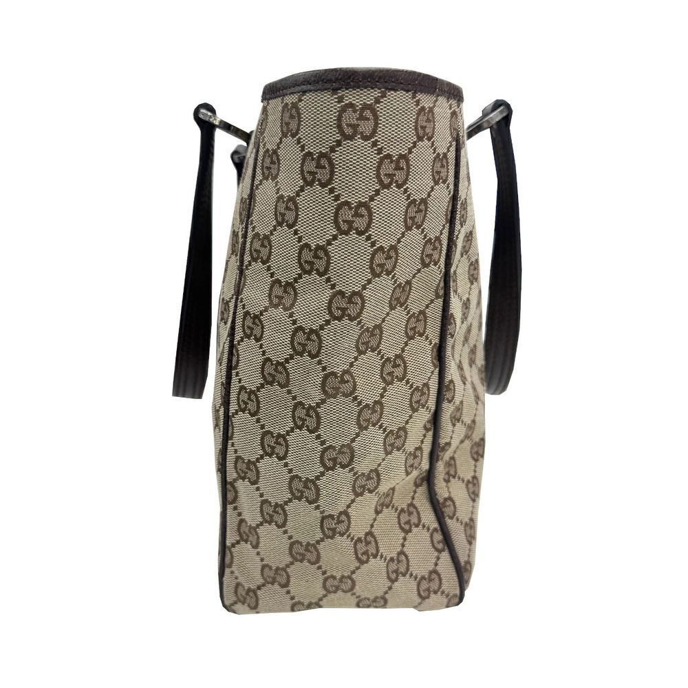 Gucci Leather Canvas Bag Tote Beige GG
